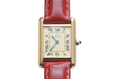 Cartier カルティエ マストタンク ヴェルメイユ SM 腕時計 社外尾錠 クォーツ シルバー925 ゴールド加工 美品 中古 59388