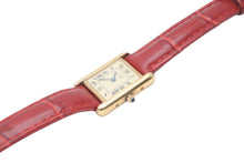 Load image into Gallery viewer, Cartier カルティエ マストタンク ヴェルメイユ SM 腕時計 社外尾錠 クォーツ シルバー925 ゴールド加工 美品 中古 59388
