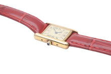 Load image into Gallery viewer, Cartier カルティエ マストタンク ヴェルメイユ SM 腕時計 社外尾錠 クォーツ シルバー925 ゴールド加工 美品 中古 59388