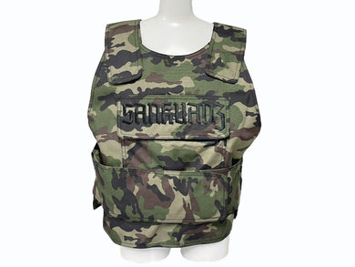 SANKUANZ サンクアンズ ベスト ミリタリー カモ 迷彩 カーキ ポリアミド サイズL SKZ19SS0VE0100 美品 中古 59407