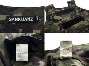 SANKUANZ サンクアンズ ベスト ミリタリー カモ 迷彩 カーキ ポリアミド サイズL SKZ19SS0VE0100 美品 中古 59407
