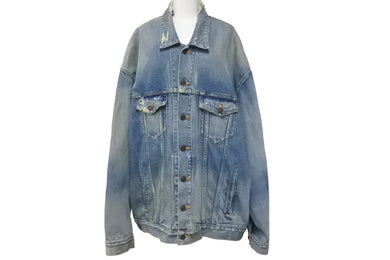 極美品 BALENCIAGA バレンシアガ デニムジャケット デストロイジャケット 727840 インディゴ サイズL 中古 59408