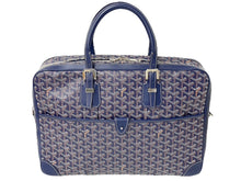 Load image into Gallery viewer, 極美品 GOYARD ゴヤール ビジネスバッグ ブリーフケース アンバサードGM ヘリンボーン柄 ネイビー ベージュ 中古 59440