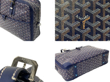 Load image into Gallery viewer, 極美品 GOYARD ゴヤール ビジネスバッグ ブリーフケース アンバサードGM ヘリンボーン柄 ネイビー ベージュ 中古 59440