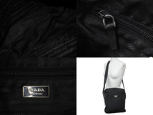 画像をギャラリービューアに読み込む, PRADA プラダショルダーバッグ ナイロン レザー NERO ブラック ロゴプレート 三角ロゴ B7370 中古 59449 