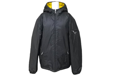 PRADA プラダ ダウンジャケット リバーシブル ブラック イエロー ナイロン サイズ54 SGH037 美品 中古 59457 