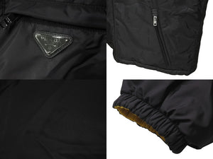 PRADA プラダ ダウンジャケット リバーシブル ブラック イエロー ナイロン サイズ54 SGH037 美品 中古 59457 