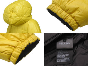 PRADA プラダ ダウンジャケット リバーシブル ブラック イエロー ナイロン サイズ54 SGH037 美品 中古 59457 