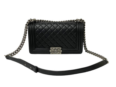 CHANEL シャネル ショルダーバッグ ボーイシャネル 23番台 ブラック ラムスキン ヴィンテージシルバー金具 美品 中古 59465