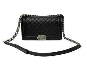 CHANEL シャネル ショルダーバッグ ボーイシャネル 23番台 ブラック ラムスキン ヴィンテージシルバー金具 美品 中古 59465