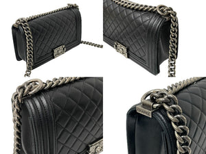 CHANEL シャネル ショルダーバッグ ボーイシャネル 23番台 ブラック ラムスキン ヴィンテージシルバー金具 美品 中古 59465