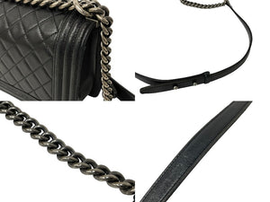 CHANEL シャネル ショルダーバッグ ボーイシャネル 23番台 ブラック ラムスキン ヴィンテージシルバー金具 美品 中古 59465