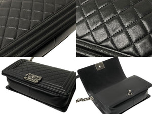 CHANEL シャネル ショルダーバッグ ボーイシャネル 23番台 ブラック ラムスキン ヴィンテージシルバー金具 美品 中古 59465