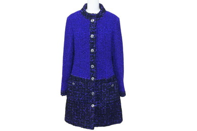 極美品 CHANEL シャネル ジャケット 2022-2023AW ロングツイードジャケット ブルー サイズ34 P73179V64585 中古 59467