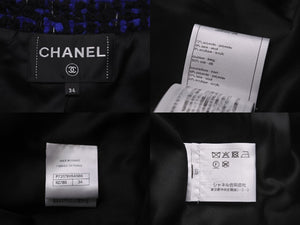 極美品 CHANEL シャネル ジャケット 2022-2023AW ロングツイードジャケット ブルー サイズ34 P73179V64585 中古 59467
