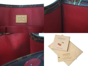 LOUIS VUITTON ルイ ヴィトン トートバッグ 村上隆 M95010 サックプラ モノグラムチェリー PVC 2005年 ブラウン 美品 中古 59510