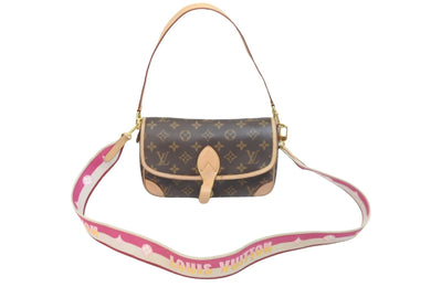 LOUIS VUITTON ルイ ヴィトン ショルダーバッグ ジャカードストラップ M46049 ディアヌ NM PM ブラウン フューシャ 良品 中古 59514