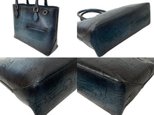 Load image into Gallery viewer, Berluti ベルルッティ トートバッグ トゥジュール スクリットレザー スティールブルー シルバー金具 美品 中古 59515