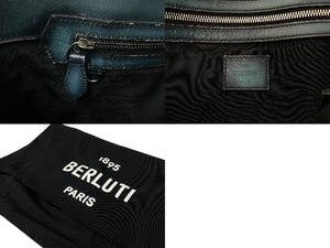 Berluti ベルルッティ トートバッグ トゥジュール スクリットレザー スティールブルー シルバー金具 美品 中古 59515