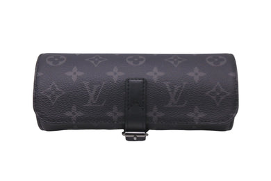 LOUIS VUITTON ルイヴィトン 時計ケース M43385 エテュイ・3 モントル ブラック モノグラムエクリプス 美品 中古 59525