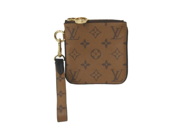 極美品 LOUIS VUITTON ルイヴィトン モノグラム リバース ポシェットトリオ ポーチ 一部分 M68756 ブラウン ロゴ 中古 59526