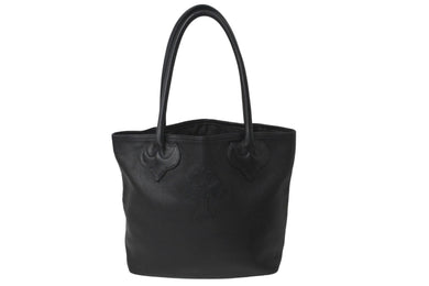 CHROME HEARTS クロムハーツ FSトートバッグ セメタリークロスパッチ ブラック レザー シルバー925 美品 中古 59528
