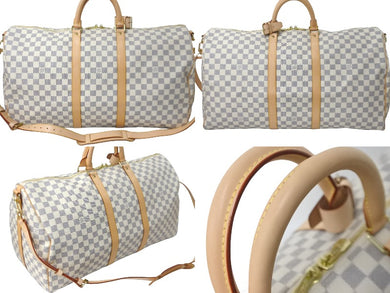 極美品 LOUIS VUITTON ルイヴィトン ボストンバッグ N41429 キーポルバンドリエール55 ベージュ ダミエアズール 中古 59529