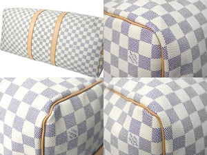 極美品 LOUIS VUITTON ルイヴィトン ボストンバッグ N41429 キーポルバンドリエール55 ベージュ ダミエアズール 中古 59529