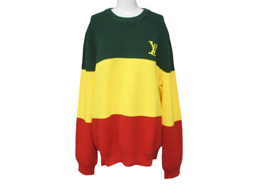 新品同様 LOUIS VUITTON ルイヴィトン ニット セーター ラスタカラーブロック ロゴ RM211 TBY HKN67W 中古 59534