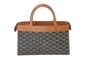 GOYARD ゴヤール ハンドバッグ 廃盤 ジャージーPM ヘリンボーン柄 ブラック ブラウン シルバー金具 美品 中古 59536