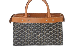 GOYARD ゴヤール ハンドバッグ 廃盤 ジャージーPM ヘリンボーン柄 ブラック ブラウン シルバー金具 美品 中古 59536