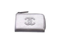 Load image into Gallery viewer, 極美品 CHANEL シャネル レザー コインケース 22番台 シルバー ココマーク ロゴ 小物 チェーン シルバー金具 中古 59537