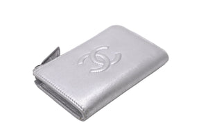 極美品 CHANEL シャネル レザー コインケース 22番台 シルバー ココマーク ロゴ 小物 チェーン シルバー金具 中古 59537