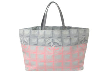 Load image into Gallery viewer, CHANEL シャネル ニュートラベルライン トートバッグ 12番台 グレー ピンク ナイロンジャガード 良品 中古 59543