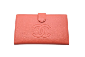 CHANEL シャネル 二つ折り財布 8番台 キャビアスキン ピンク系 ココマーク ウォレット ゴールド金具 小物 ロゴ 良品 中古 59545