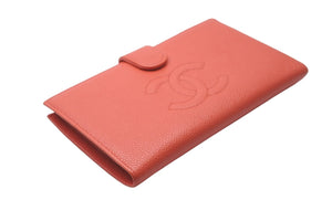CHANEL シャネル 二つ折り財布 8番台 キャビアスキン ピンク系 ココマーク ウォレット ゴールド金具 小物 ロゴ 良品 中古 59545