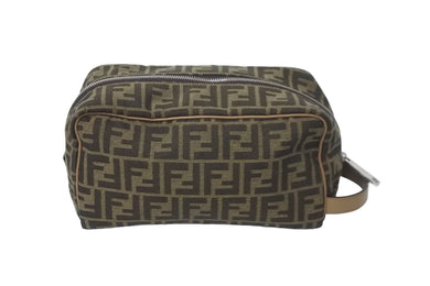 FENDI フェンディ セカンドバッグ ポーチ ハンドバッグ ズッカ柄 ブラウン キャンバス レザー 7N0141 美品 中古 59549 