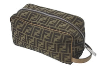 画像をギャラリービューアに読み込む, FENDI フェンディ セカンドバッグ ポーチ ハンドバッグ ズッカ柄 ブラウン キャンバス レザー 7N0141 美品 中古 59549 