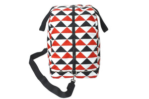 PRADA プラダショルダーバッグ トライアングル総柄 トライアングルロゴ ブラック レッド ホワイト シルバー金具 美品 中古 59559 