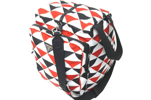 PRADA プラダショルダーバッグ トライアングル総柄 トライアングルロゴ ブラック レッド ホワイト シルバー金具 美品 中古 59559 
