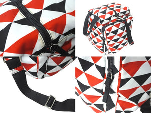 PRADA プラダショルダーバッグ トライアングル総柄 トライアングルロゴ ブラック レッド ホワイト シルバー金具 美品 中古 59559 