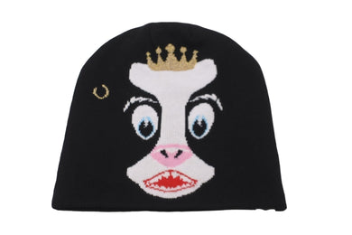 A BATHING APE アベイシングエイプ ホルビースタイン ニットキャップ ニーブラック コットンアクリル 美品 中古 59570 