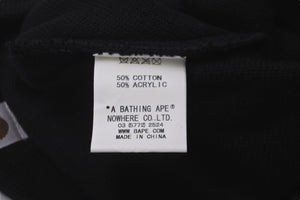 A BATHING APE アベイシングエイプ ホルビースタイン ニットキャップ ニーブラック コットンアクリル 美品 中古 59570 