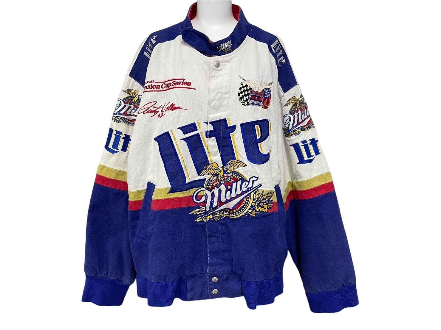 【JEFF HAMILTON】Miller LiteレーシングジャケットS443 ジェフハミルトン ワッペン 企業 ブラック 黒 刺繍 │ヴィテージ