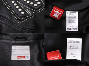 極美品 Supreme シュプリーム スタッズ アーチロゴ ラム レザージャケット サイズXL 18SS ブラック 中古 59584 