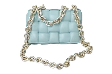 BOTTEGAVENETA ボッテガヴェネタ 2WAYチェーンショルダーバッグ マキシイントレチャート 631421 VBWZ0 1229 ブルー 美品 中古 59598