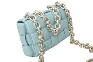BOTTEGAVENETA ボッテガヴェネタ 2WAYチェーンショルダーバッグ マキシイントレチャート 631421 VBWZ0 1229 ブルー 美品 中古 59598