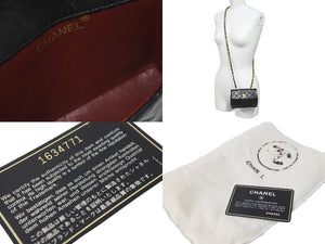 CHANEL シャネル チェーンショルダーバッグ ミニミニマトラッセ 14cm 1番台 ラムスキン ブラック ゴールド金具 美品 中古 59600