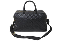 Load image into Gallery viewer, CHANEL シャネル デカココマーク ボストンバッグ 8番台 キャビアスキン ブラック ゴールド金具 美品 中古 59601