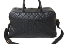 Load image into Gallery viewer, CHANEL シャネル デカココマーク ボストンバッグ 8番台 キャビアスキン ブラック ゴールド金具 美品 中古 59601